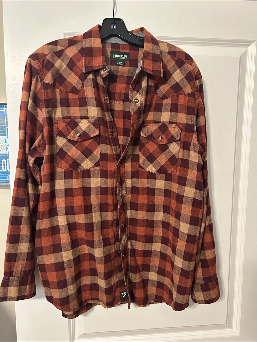 Outdoor Life Men's Burnt Orange & Tan Plaid Lightweight Shirt Jacket